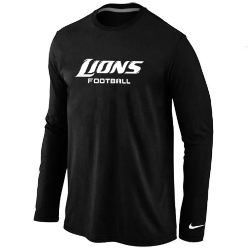 Nike Detroit Lions Authentic font Long Sleeve T-Shirt Black Cheap