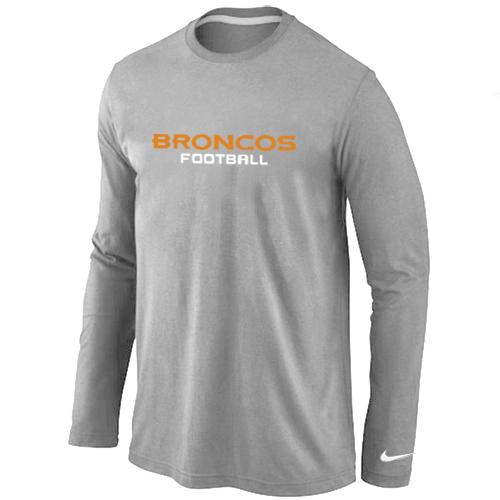 Nike Denver Broncos Authentic font Long Sleeve T-Shirt Grey Cheap