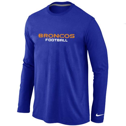 Nike Denver Broncos Authentic font Long Sleeve T-Shirt blue Cheap