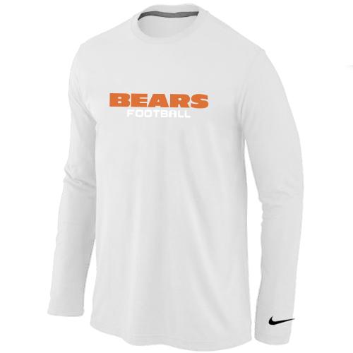 Nike Chicago Bears Authentic font Long Sleeve T-Shirt White Cheap