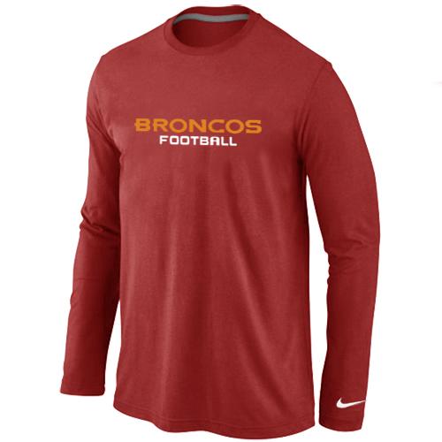 Nike Denver Broncos Authentic font Long Sleeve T-Shirt Red Cheap