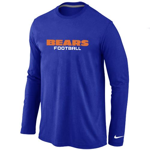 Nike Chicago Bears Authentic font Long Sleeve T-Shirt blue Cheap