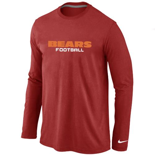 Nike Chicago Bears Authentic font Long Sleeve T-Shirt Red Cheap