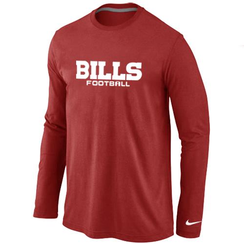 Nike Buffalo Bills Authentic font Long Sleeve T-Shirt Red Cheap
