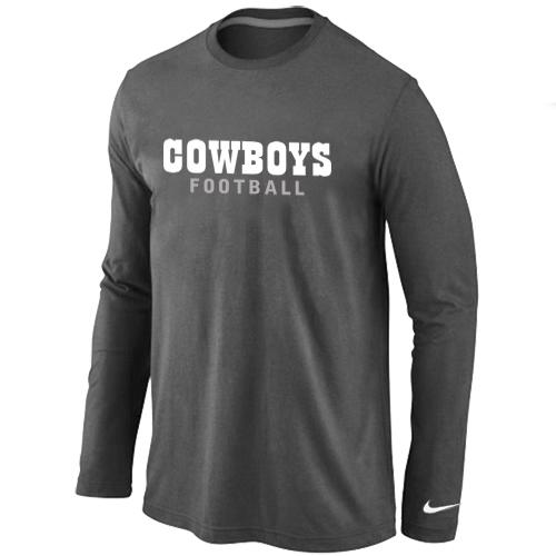 Nike Dallas Cowboys font Long Sleeve T-Shirt D.Grey Cheap