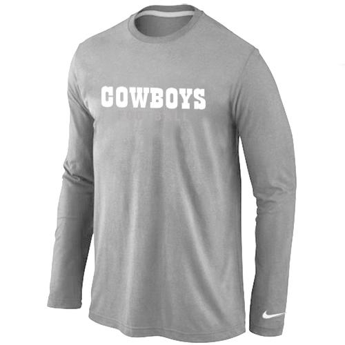Nike Dallas Cowboys font Long Sleeve T-Shirt Grey Cheap