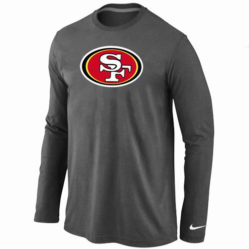 Nike San Francisco 49ers Logo Long Sleeve Dark Grey NFL T-Shirt Cheap