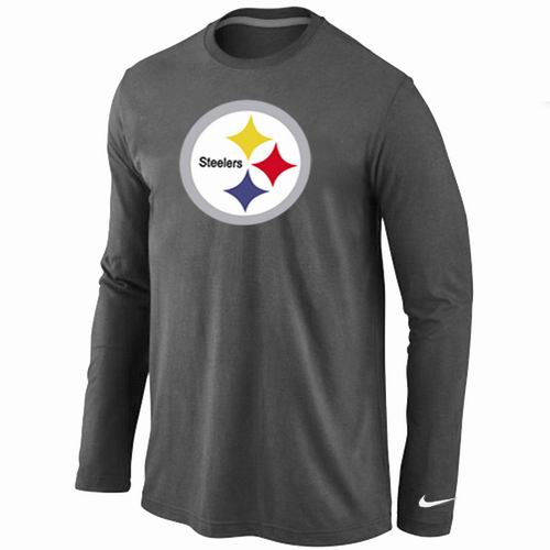 Nike Pittsburgh Steelers Logo Long Sleeve Dark Grey NFL T-Shirt Cheap