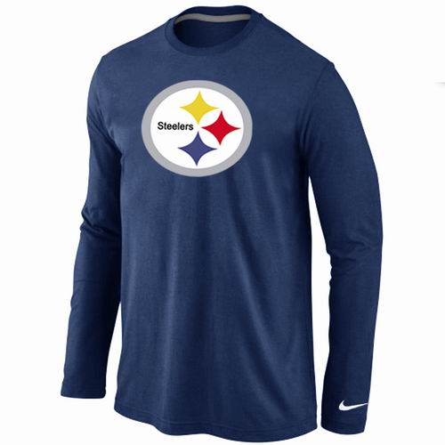 Nike Pittsburgh Steelers Logo Long Sleeve Dark Blue NFL T-Shirt Cheap