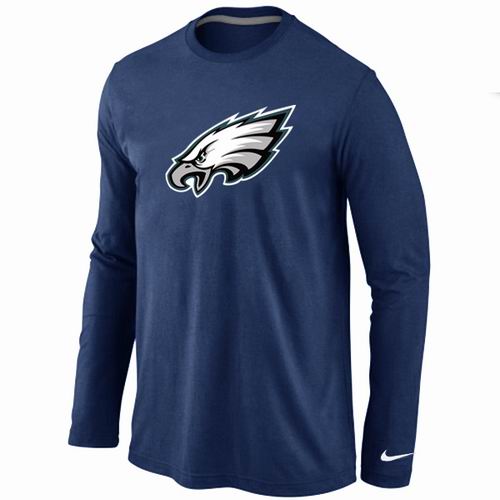Nike Philadelphia Eagles Logo Long Sleeve Dark Blue NFL T-Shirt Cheap