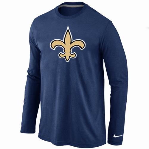 Nike New Orleans Sains Logo Long Sleeve Dark Blue NFL T-Shirt Cheap