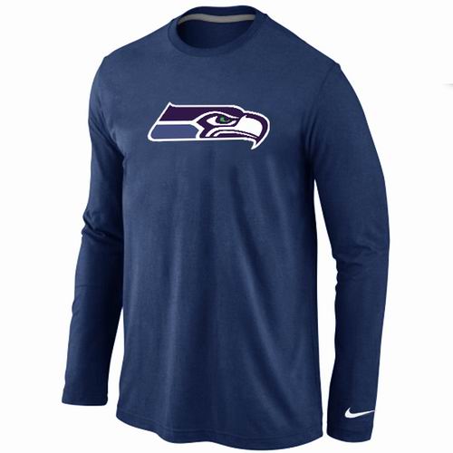 Nike Seattle Seahawks Logo Long Sleeve Dark Blue NFL T-Shirt Cheap
