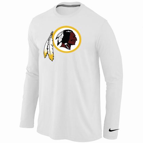 Nike Washington Redskins Logo Long Sleeve White NFL T-Shirt Cheap