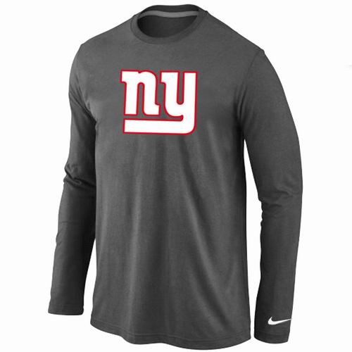 Nike New York Giants Logo Long Sleeve Dark Grey NFL T-Shirt Cheap