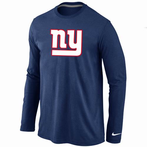 Nike New York Giants Logo Long Sleeve Dark Blue NFL T-Shirt Cheap