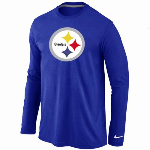 Nike Pittsburgh Steelers Logo Long Sleeve Blue NFL T-Shirt Cheap