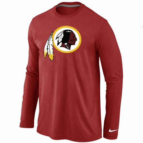 Nike Washington Redskins Logo Long Sleeve Red NFL T-Shirt Cheap
