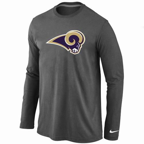 Nike St.Louis Rams Logo Long Sleeve Dark Grey NFL T-Shirt Cheap