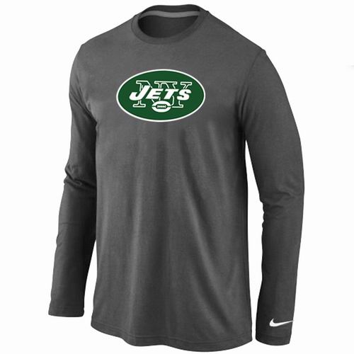 Nike New York Jets Logo Long Sleeve Dark Grey NFL T-Shirt Cheap