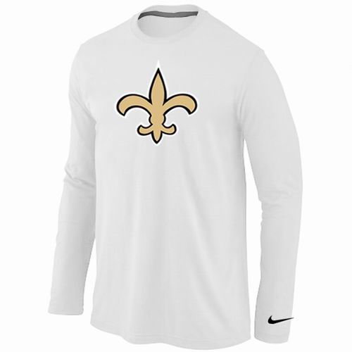 Nike New Orleans Sains Logo Long Sleeve White NFL T-Shirt Cheap