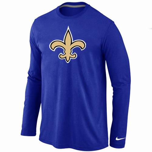 Nike New Orleans Sains Logo Long Sleeve Blue NFL T-Shirt Cheap
