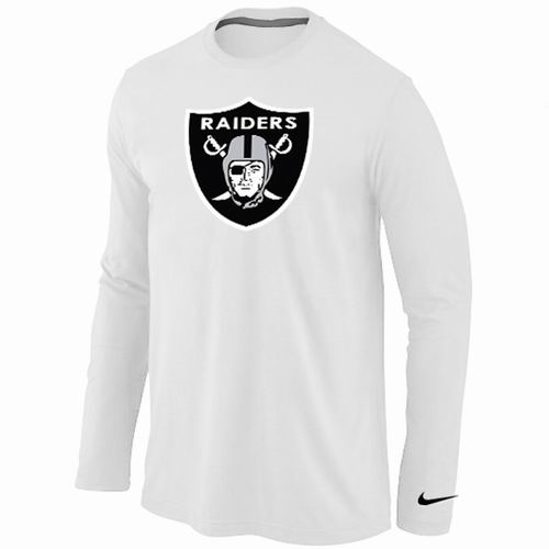 Nike Oakland Raiders Logo Long Sleeve White NFL T-Shirt Cheap