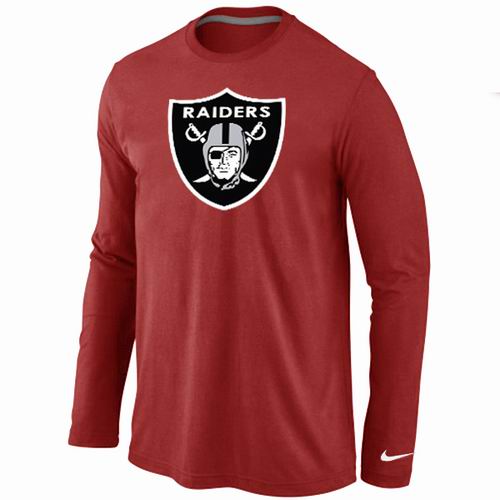 Nike Oakland Raiders Logo Long Sleeve Red NFL T-Shirt Cheap