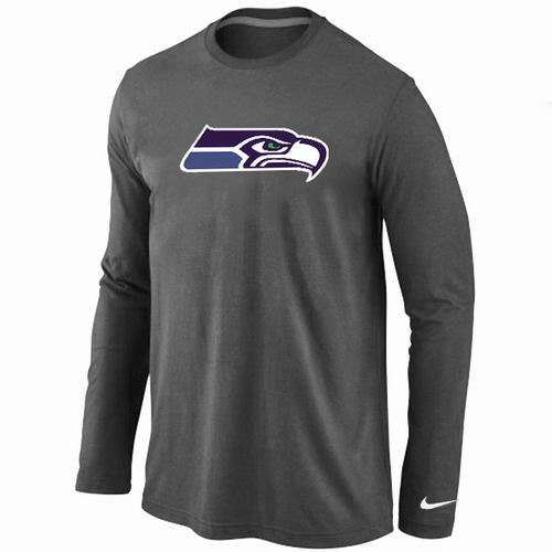 Nike Seattle Seahawks Logo Long Sleeve T-ShirtD.Grey Cheap