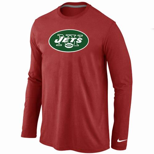 Nike New York Jets Logo Long Sleeve Red NFL T-Shirt Cheap