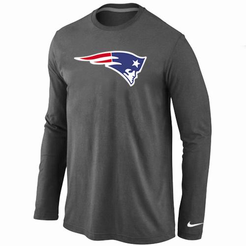 Nike New England Patriots Logo Long Sleeve Dark Grey NFL T-Shirt Cheap