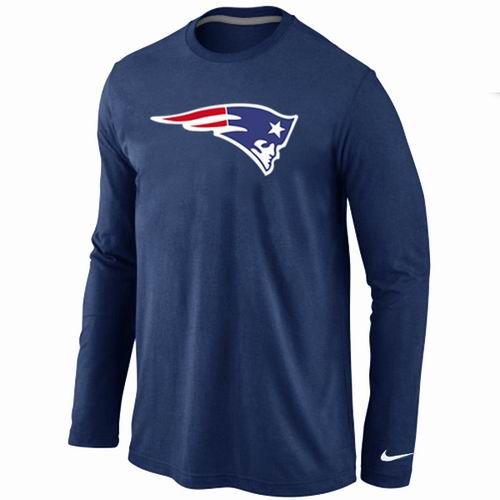 Nike New England Patriots Logo Long Sleeve Dark Blue NFL T-Shirt Cheap