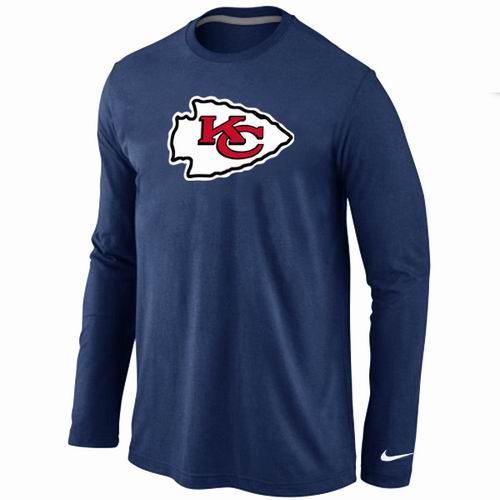 Nike Kansas City Chiefs Logo Long Sleeve Dark Blue NFL T-Shirt Cheap