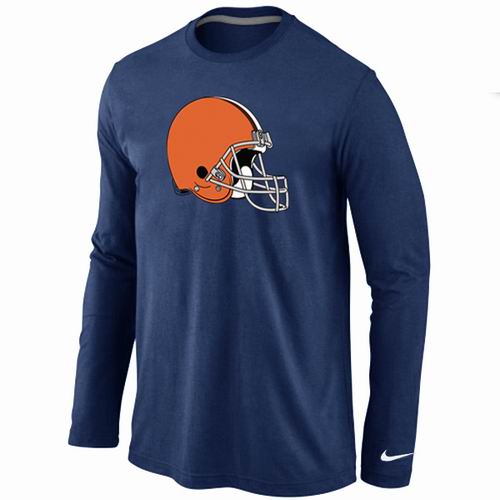 Nike Cleveland Browns Logo Long Sleeve Dark Blue NFL T-Shirt Cheap
