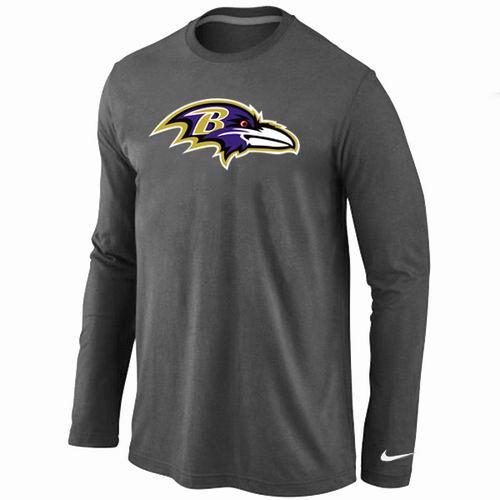 Nike Baltimore Ravens Logo Long Sleeve Dark Grey NFL T-Shirt Cheap