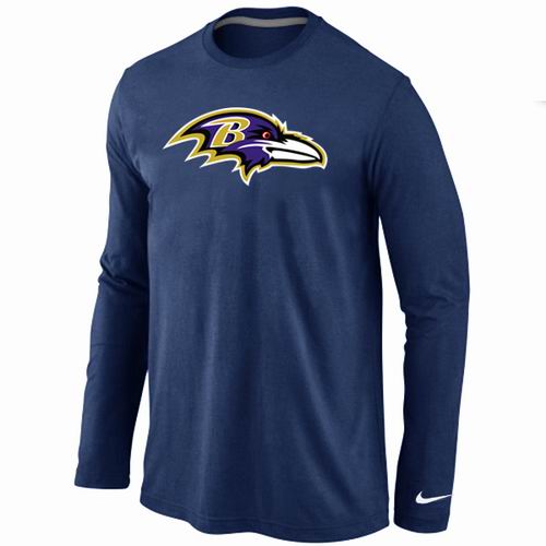 Nike Baltimore Ravens Logo Long Sleeve Dark Blue NFL T-Shirt Cheap