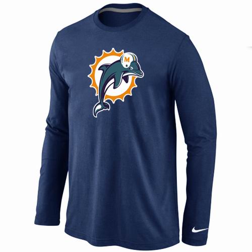 Nike Miami Dolphins Logo Long Sleeve Dark Blue NFL T-Shirt Cheap
