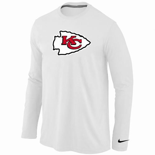 Nike Kansas City Chiefs Logo Long Sleeve White NFL T-Shirt Cheap