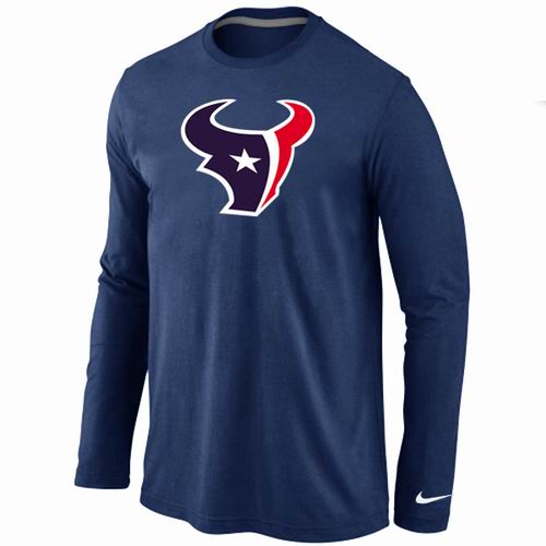 Nike Houston Texans Logo Long Sleeve Dark Blue NFL T-Shirt Cheap