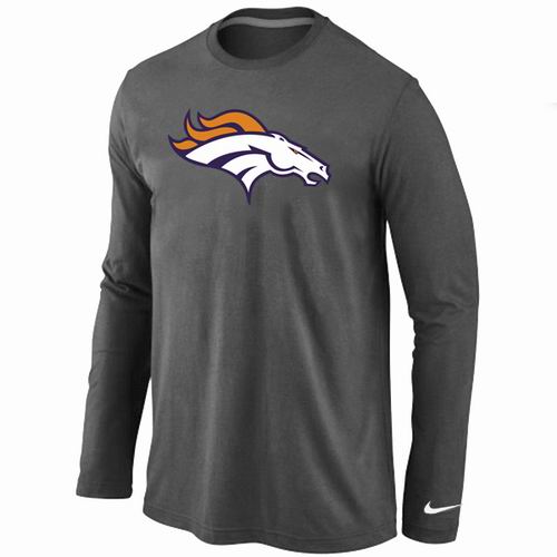 Nike Denver Broncos Logo Long Sleeve Dark Grey NFL T-Shirt Cheap