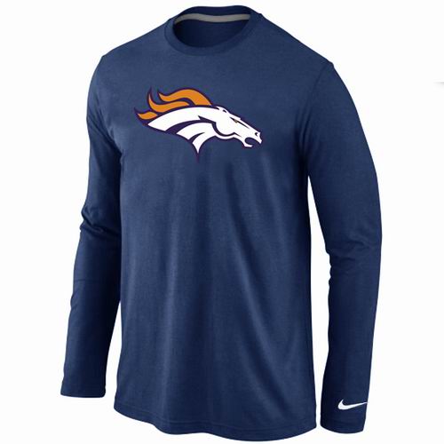 Nike Denver Broncos Logo Long Sleeve Dark Blue NFL T-Shirt Cheap