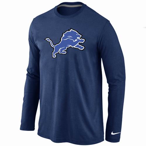 Nike Detroit Lions Logo Long Sleeve Dark Blue NFL T-Shirt Cheap