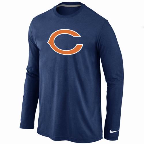 Nike Chicago Bears Logo Long Sleeve Dark Blue NFL T-Shirt Cheap