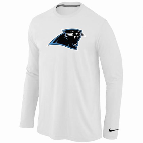 Nike Carolina Panthers Logo Long Sleeve White NFL T-Shirt Cheap