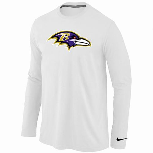 Nike Baltimore Ravens Logo Long Sleeve White NFL T-Shirt Cheap