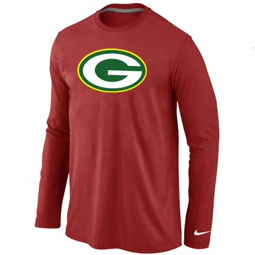 Nike Green Bay Packers Logo Long Sleeve Red NFL T-Shirt Cheap