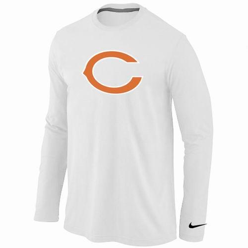 Nike Chicago Bears Logo Long Sleeve White NFL T-Shirt Cheap