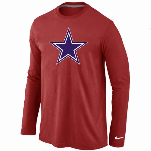 Nike Dallas Cowboys Logo Long Sleeve Red NFL T-Shirt Cheap