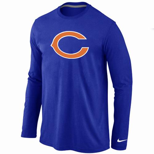 Nike Chicago Bears Logo Long Sleeve Blue NFL T-Shirt Cheap