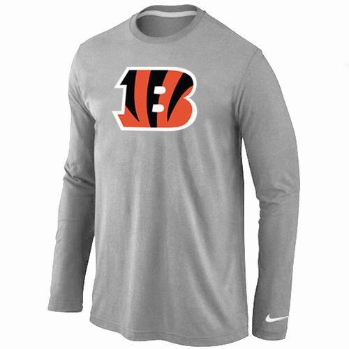 Nike Cincinnati Bengals Logo Grey Long Sleeve NFL T-Shirt Cheap