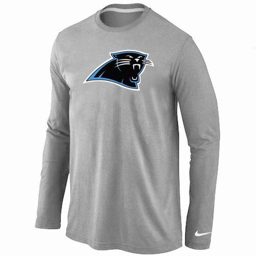 Nike Carolina Panthers Logo Grey Long Sleeve NFL T-Shirt Cheap